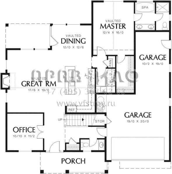 Проект двухэтажного дома с гаражом на три и более машин в американском стиле S5-213 (2559-00367)