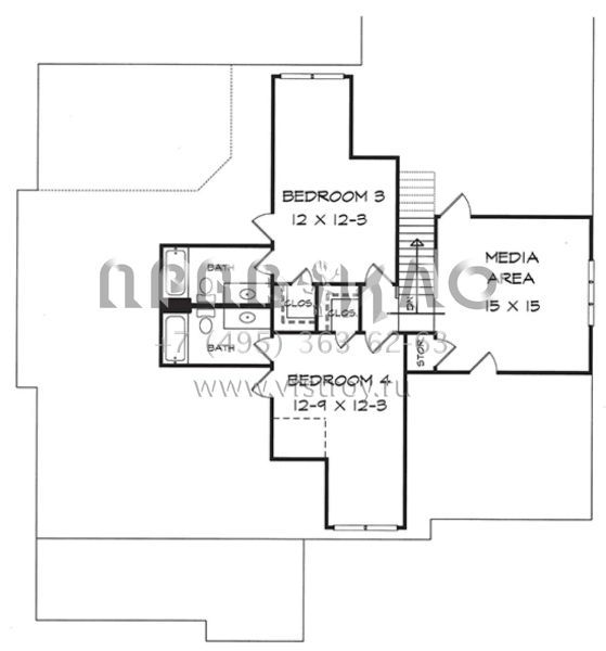 Проект двухэтажного дома с гаражом на три и более машин в стиле Ранчо S5-308 (6082-00021)