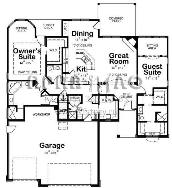 Проект одноэтажного дома с гаражом на три и более машин в английском стиле S5-187 (402-01549)