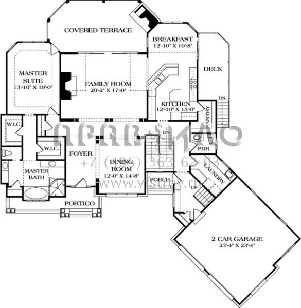 Проект одноэтажного дома с гаражом на две машины в стиле Ранчо S5-394 (3323-00425)