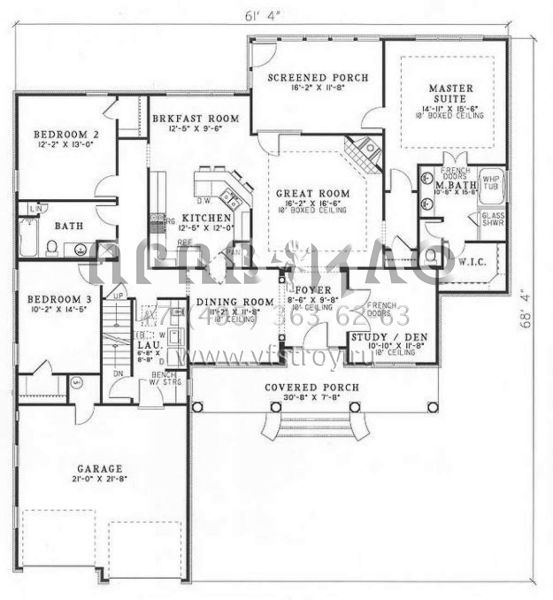 Проект одноэтажного дома с гаражом на две машины в стиле Ранчо S5-195 (110-00356)
