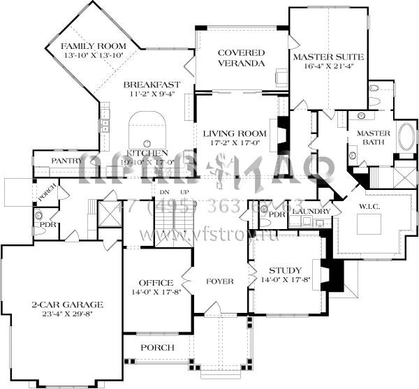 Проект двухэтажного дома с гаражом на три и более машин в американском стиле S5-778 (3323-00646)