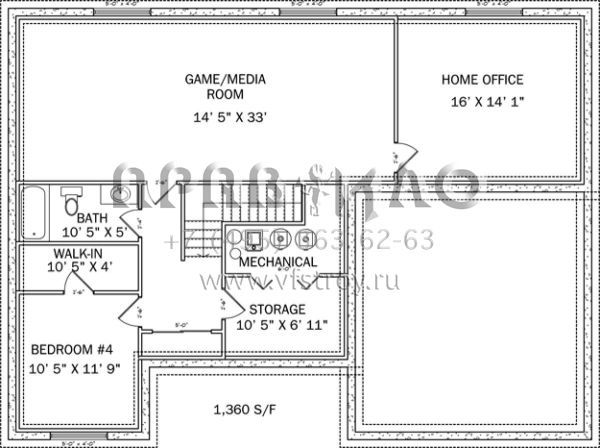 Проект двухэтажного дома с гаражом на две машины в стиле Ранчо S5-262 (2802-00012)