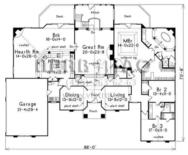 Проект одноэтажного дома с гаражом на три и более машин в современном стиле S5-354 (5633-00026)