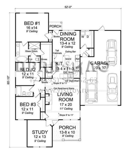 Проект одноэтажного дома с гаражом на две машины в стиле Ранчо S5-168 (4848-00326)