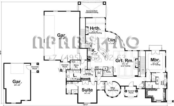 Проект одноэтажного дома с гаражом на три и более машин в английском стиле S5-298 (963-00302)