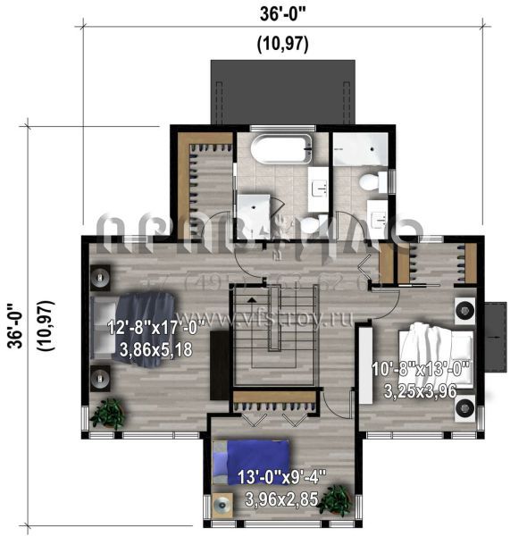 Проект двухэтажного дома без гаража в современном стиле S5-178 (6146-00556)