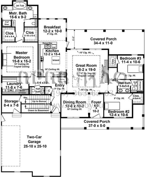Проект одноэтажного дома с гаражом на две машины в стиле Ранчо S5-201 (348-00246)