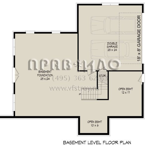 Проект двухэтажного дома с гаражом на две машины в стиле Ранчо S5-216 (940-00498)