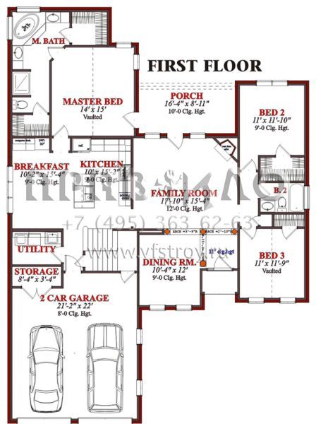 Проект одноэтажного дома с гаражом на две машины в стиле Ранчо S5-174 (1070-00037)