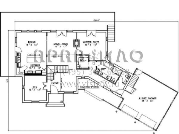 Проект двухэтажного дома с гаражом на две машины в стиле Шале S5-266 (039-00113)