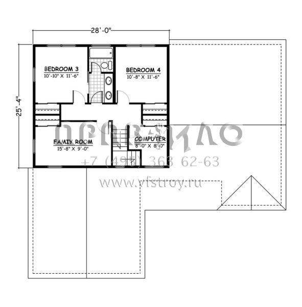 Проект двухэтажного дома с гаражом на две машины в стиле Ранчо S5-198 (526-00016)