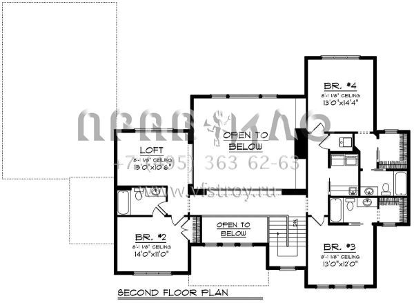 Проект двухэтажного дома с гаражом на три и более машин в стиле Ранчо S5-311 (1020-00160)
