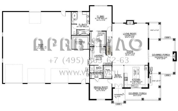 Проект двухэтажного дома с гаражом на три и более машин в стиле БарнХаус S5-316 (5032-00158)