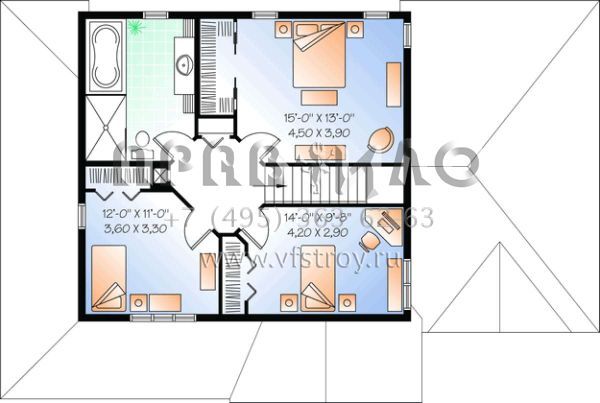Проект двухэтажного дома с гаражом на одну машину в стиле Ранчо S5-173 (034-01027)