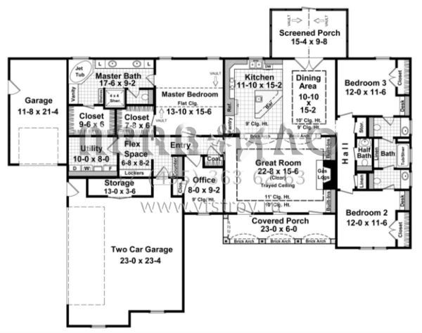 Проект одноэтажного дома с гаражом на три и более машин в стиле Ранчо S5-204 (348-00130)