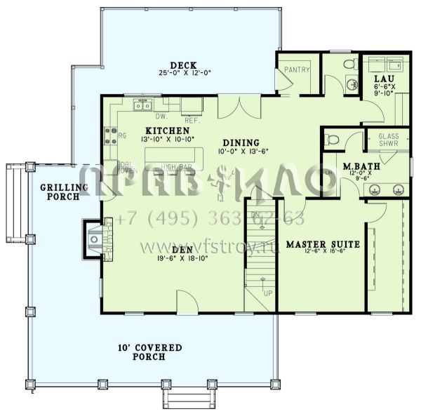 Проект двухэтажного дома без гаража в стиле Ранчо S5-164 (110-01077)