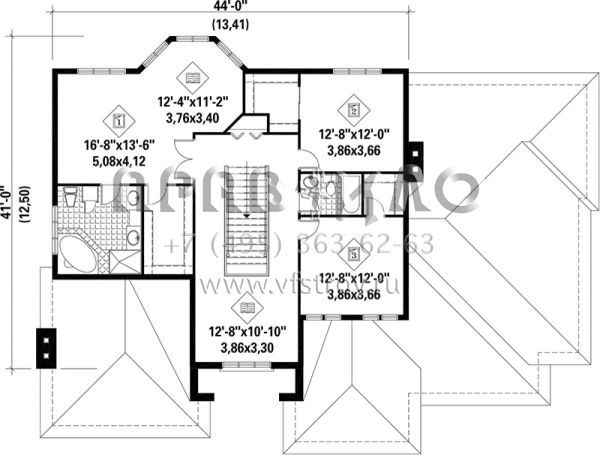 Проект двухэтажного дома с гаражом на три и более машин в английском стиле S5-308 (6146-00164)