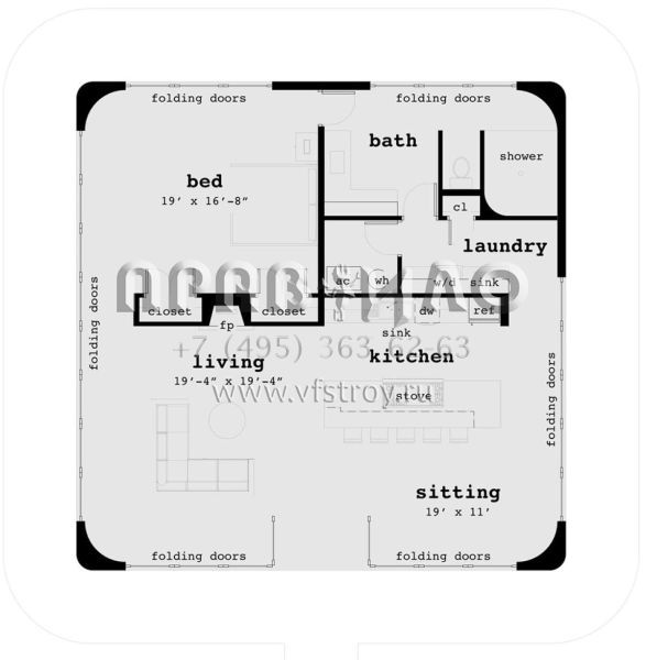 Проект одноэтажного дома без гаража в стиле хай-тек S5-149 (028-00136)