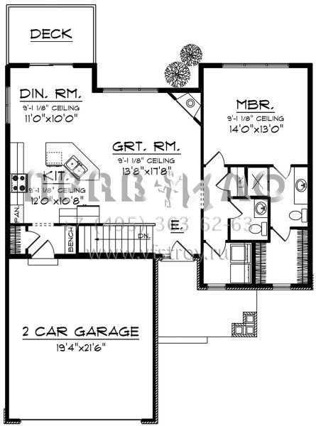 Проект одноэтажного дома с гаражом на две машины в американском стиле S5-172 (1020-00093)