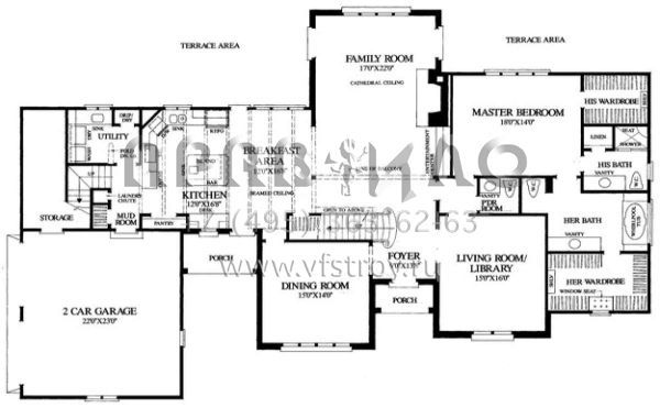Проект двухэтажного дома с гаражом на две машины в стиле Ранчо S5-348 (7922-00131)