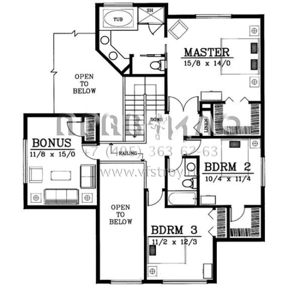 Проект двухэтажного дома с гаражом на три и более машин в стиле Райт S5-233 (692-00085)