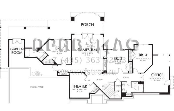 Проект одноэтажного дома с гаражом на три и более машин в стиле Ранчо S5-411 (2559-00180)