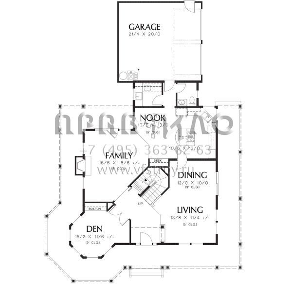 Проект двухэтажного дома с гаражом на две машины в английском стиле S5-219 (2559-00426)