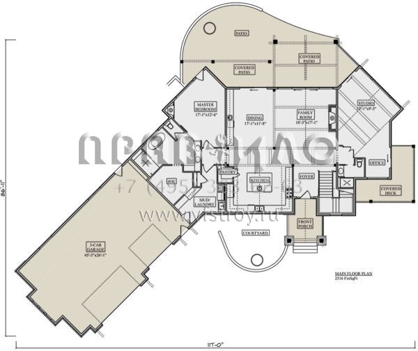 Проект одноэтажного дома с гаражом на три и более машин в стиле Шале S5-419 (5631-00190)