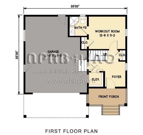 Проект трехэтажного дома с гаражом на две машины в стиле Ранчо S5-228 (4351-00052)