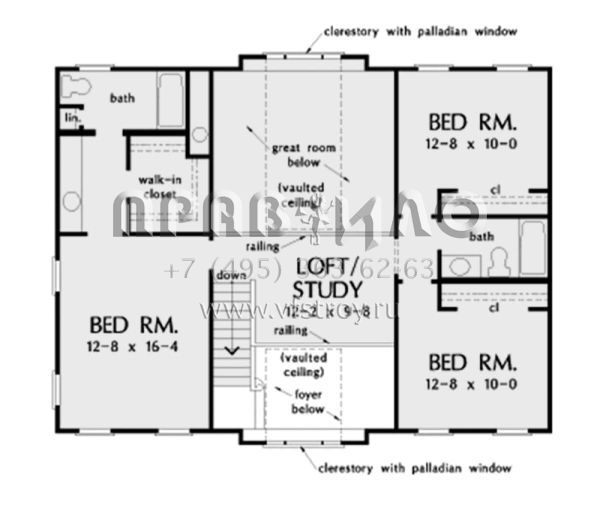 Проект двухэтажного дома без гаража в стиле Ранчо S5-249 (2865-00079)