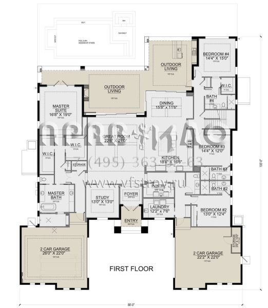 Проект двухэтажного дома с гаражом на три и более машин в современном стиле S5-463 (5565-00154)