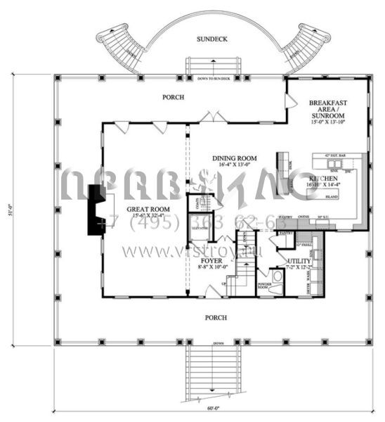 Проект двухэтажного дома с гаражом на три и более машин в стиле Ранчо S5-283 (7922-00033)