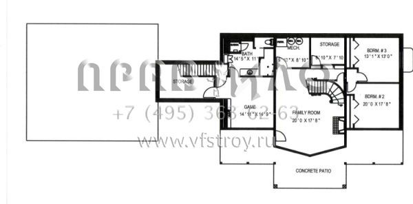 Проект одноэтажного дома с гаражом на три и более машин в скандинавском стиле S5-342 (039-00513)