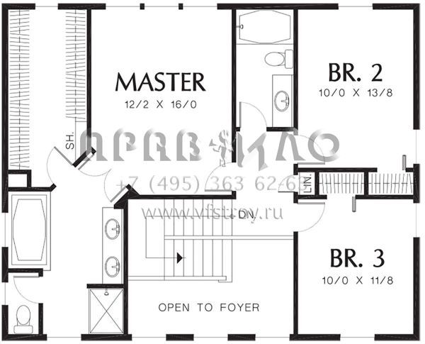 Проект двухэтажного дома с гаражом на две машины в стиле Ранчо S5-185 (2559-00255)