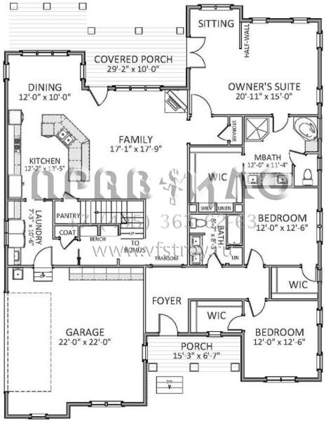 Проект одноэтажного дома с гаражом на две машины в американском стиле S5-217 (6849-00046)