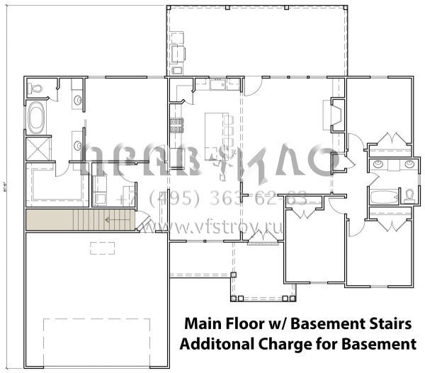 Проект одноэтажного дома с гаражом на две машины в американском стиле S5-175 (4534-00037)
