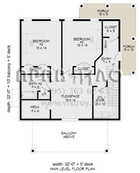 Проект двухэтажного дома без гаража в современном стиле S5-190 (940-00897)