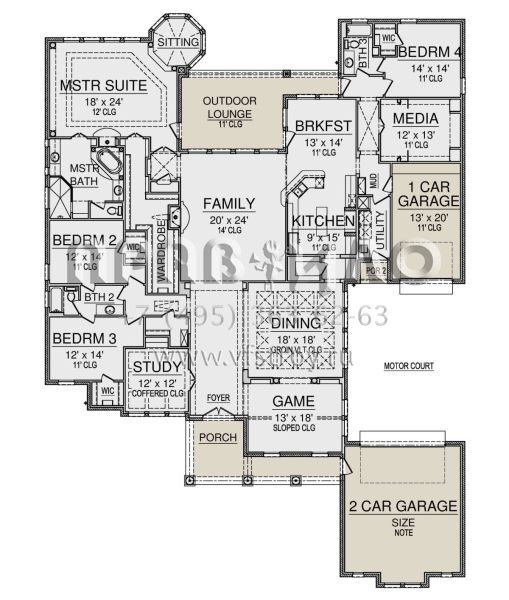 Проект одноэтажного дома с гаражом на три и более машин в стиле Ранчо S5-422 (5445-00427)