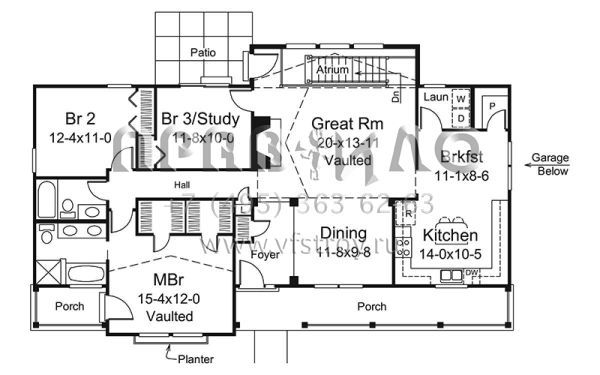 Проект одноэтажного дома с гаражом на две машины в стиле Ранчо S5-156 (5633-00308)