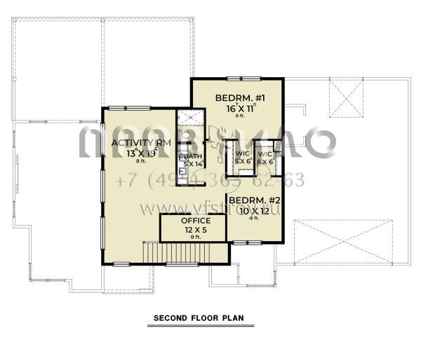 Проект двухэтажного дома с гаражом на две машины в современном стиле S5-241 (2464-00045)