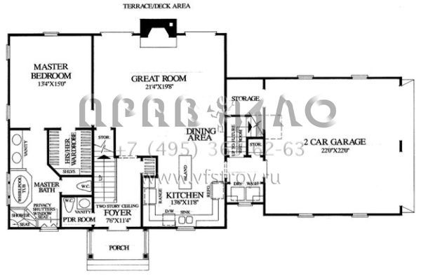 Проект двухэтажного дома с гаражом на две машины в стиле Ранчо S5-164 (7922-00146)