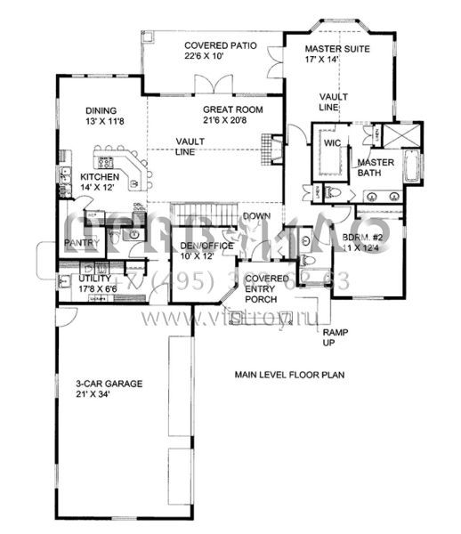 Проект одноэтажного дома с гаражом на три и более машин в скандинавском стиле S5-189 (039-00631)