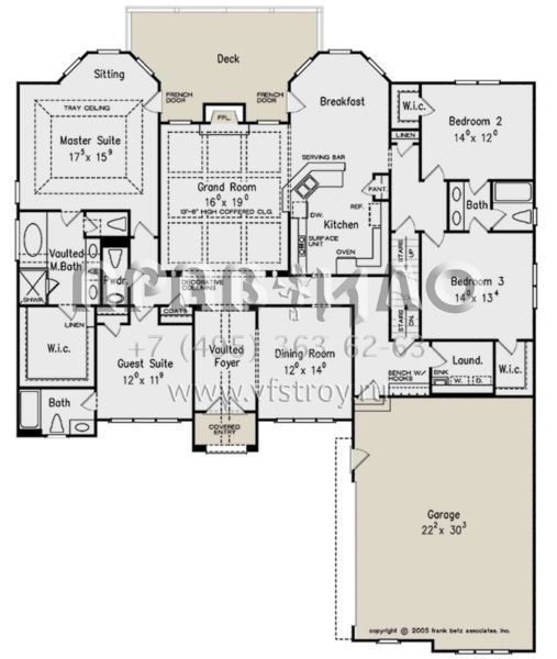 Проект одноэтажного дома с гаражом на две машины в английском стиле S5-251 (8594-00286)