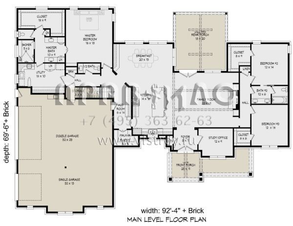 Проект двухэтажного дома с гаражом на три и более машин в американском стиле S5-377 (940-00185)