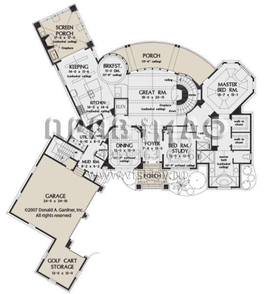 Проект одноэтажного дома с гаражом на две машины в стиле Ранчо S5-436 (2865-00222)