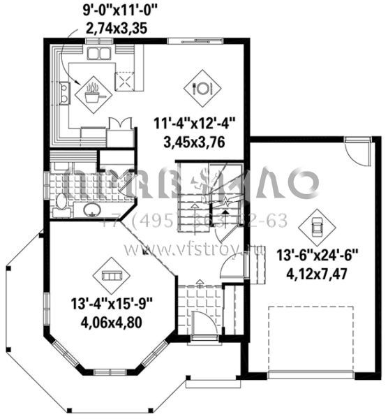 Проект двухэтажного дома с гаражом на одну машину в английском стиле S5-139 (6146-00230)