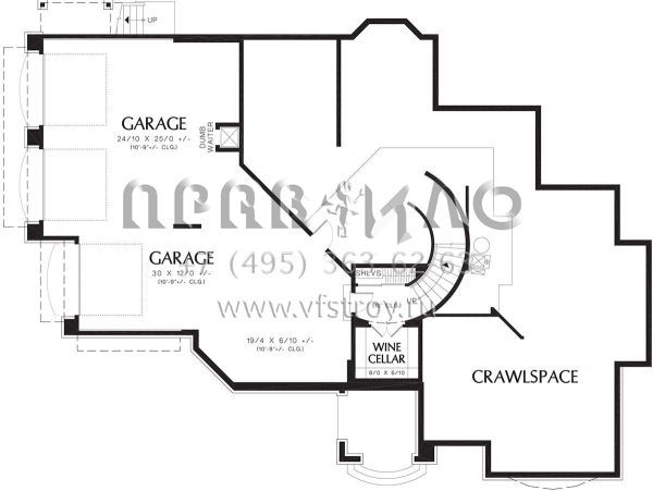 Проект двухэтажного дома с гаражом на три и более машин в стиле Ранчо S5-398 (2559-00587)