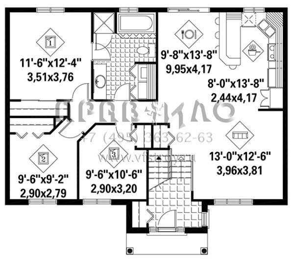 Проект одноэтажного дома без гаража в американском стиле S5-108 (6146-00236)