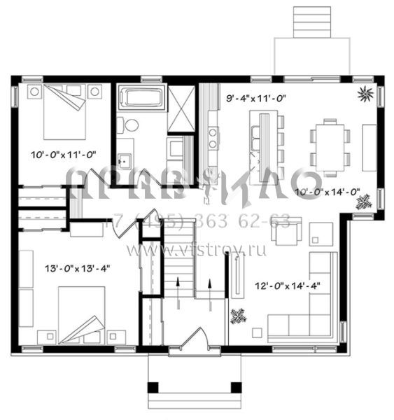 Проект одноэтажного дома без гаража в современном стиле S5-106 (034-01092)
